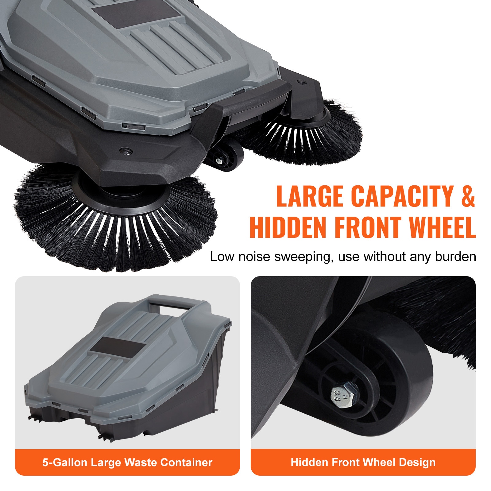Manual Floor Sweeper With Adjustable Handle And Waste Container_voghion.com